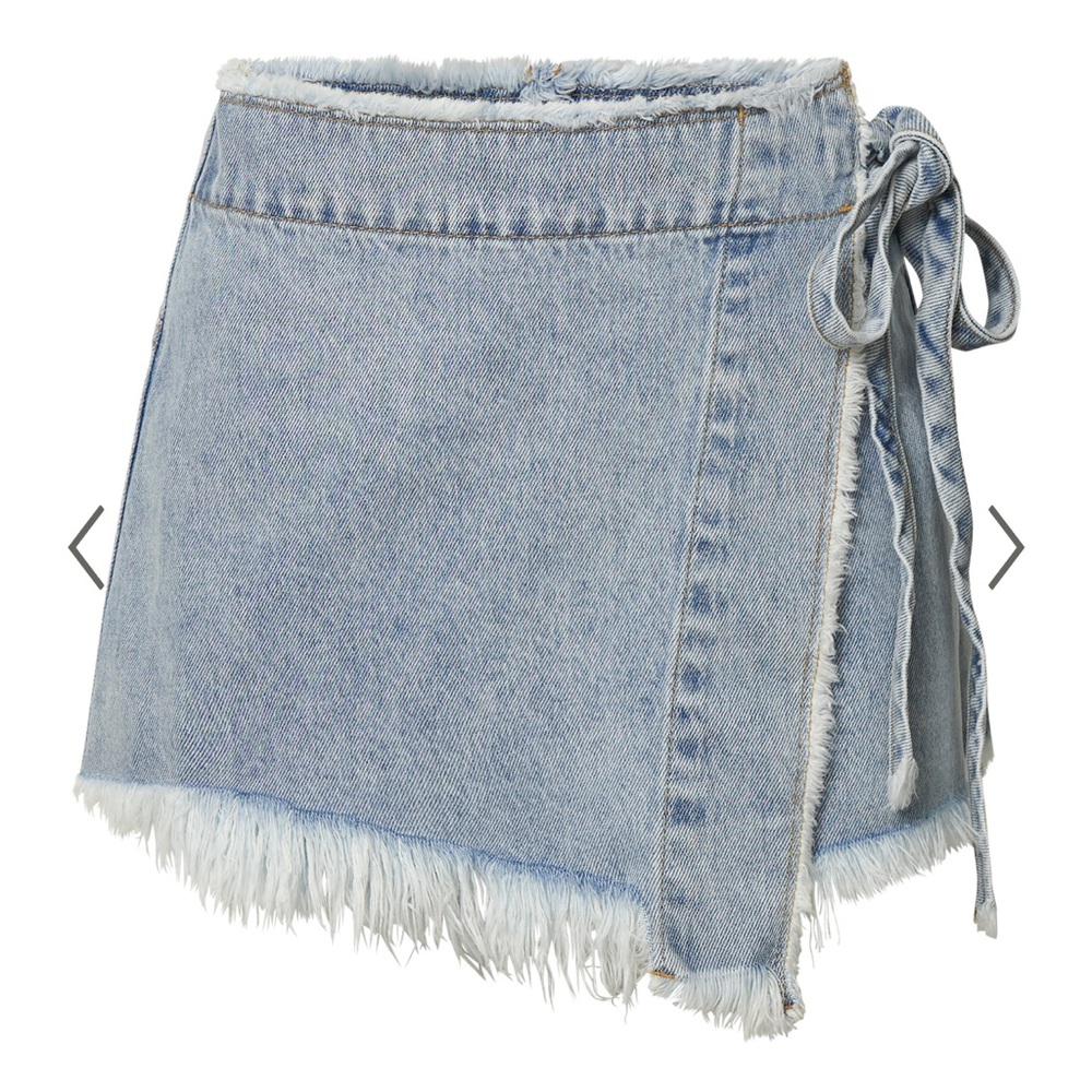 Showpo Frayed Denim Wrap Skort